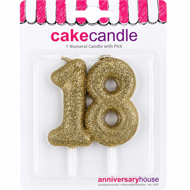Gold Cake Candle Topper Milestone Age Number Birthday Cake Decoration Glitter