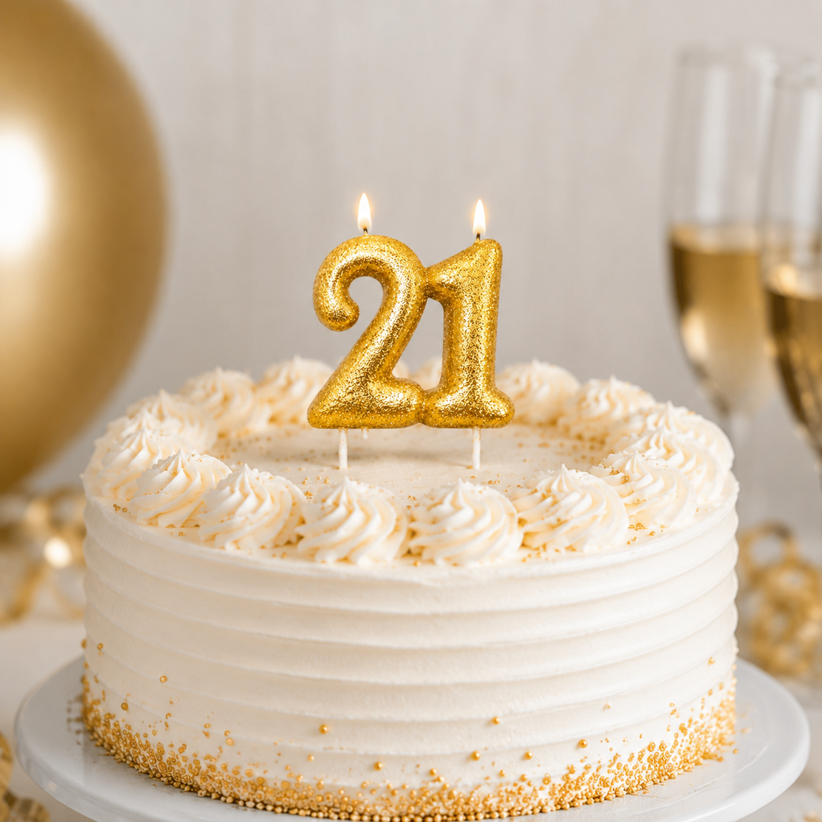 Gold Cake Candle Topper Milestone Age Number Birthday Cake Decoration Glitter
