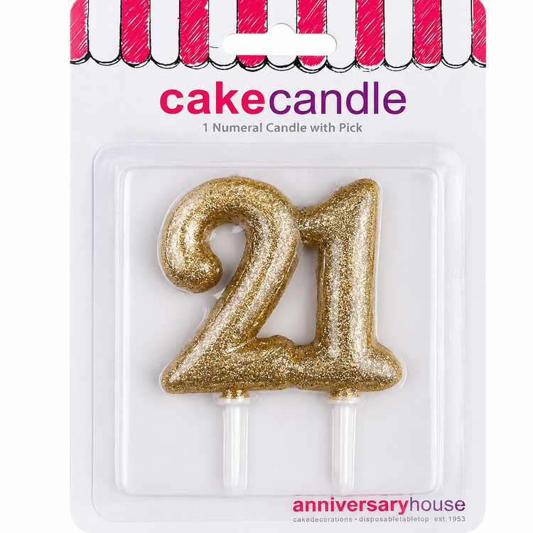 Gold Cake Candle Topper Milestone Age Number Birthday Cake Decoration Glitter