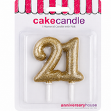 Gold Cake Candle Topper Milestone Age Number Birthday Cake Decoration Glitter