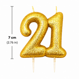 Gold Cake Candle Topper Milestone Age Number Birthday Cake Decoration Glitter