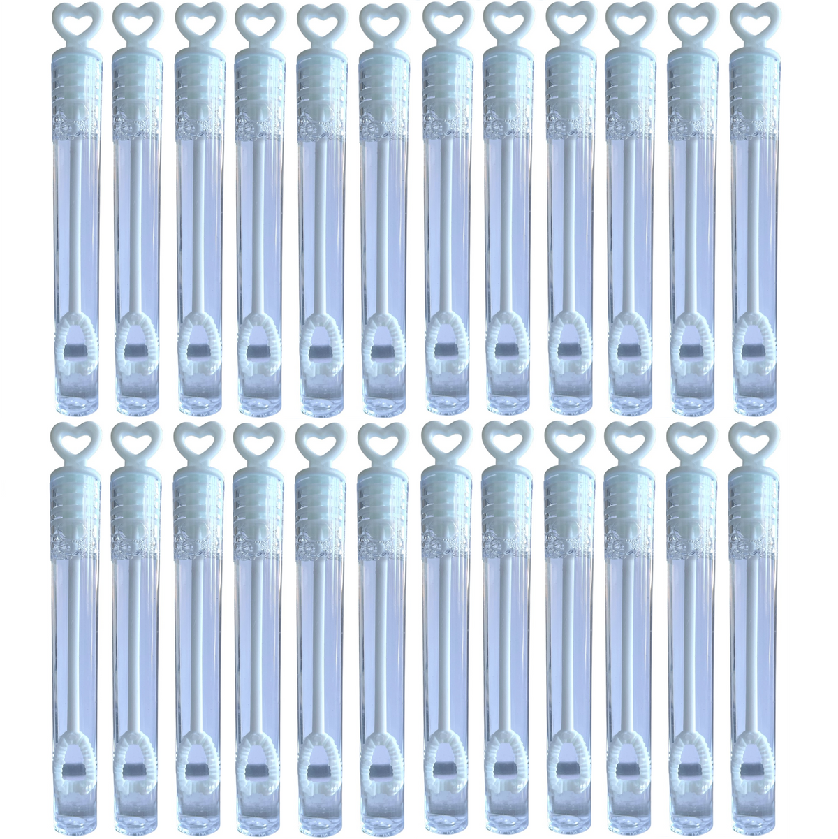 24 White Heart Bubble Tubes