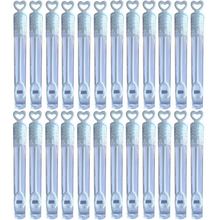 24 White Heart Bubble Tubes