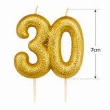 Gold Cake Candle Topper Milestone Age Number Birthday Cake Decoration Glitter