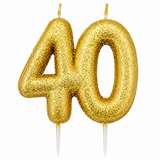 40th Birthday Cake Candle Gold Topper Anniversary Glitter Age Number Party Gift