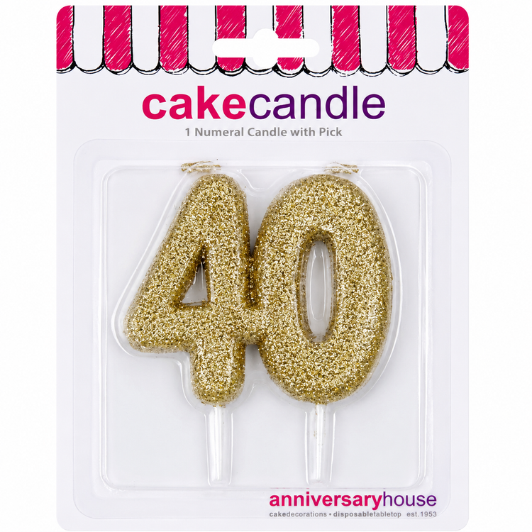 Gold Cake Candle Topper Milestone Age Number Birthday Cake Decoration Glitter