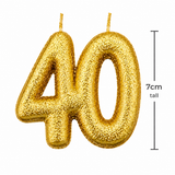 Gold Cake Candle Topper Milestone Age Number Birthday Cake Decoration Glitter