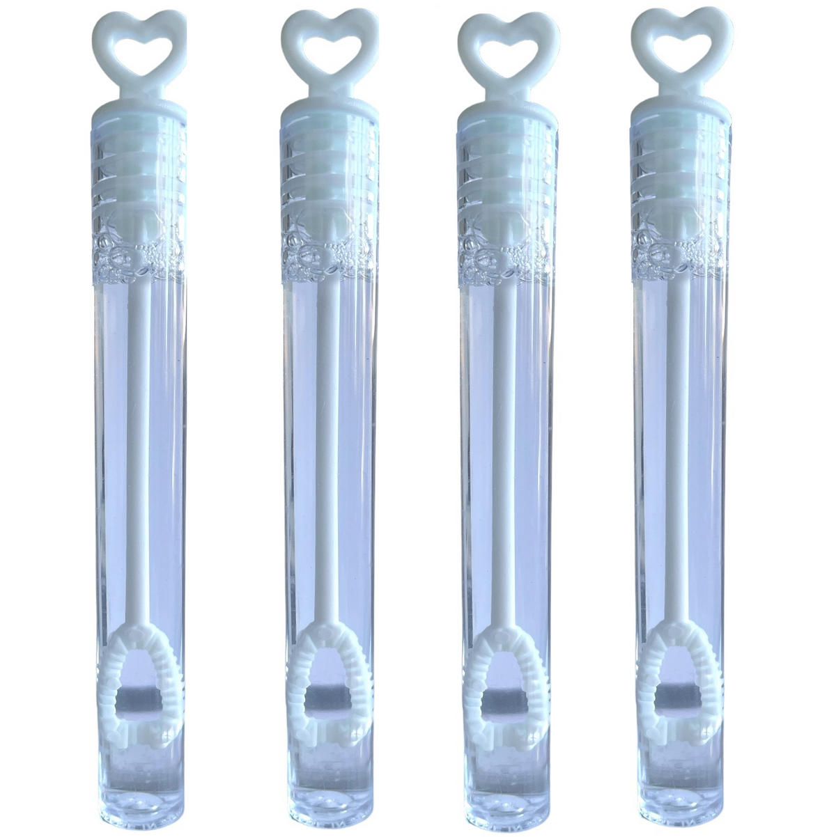 4 White Heart Bubble Tubes