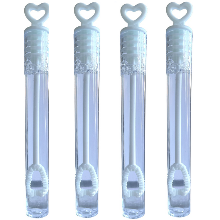 4 White Heart Bubble Tubes