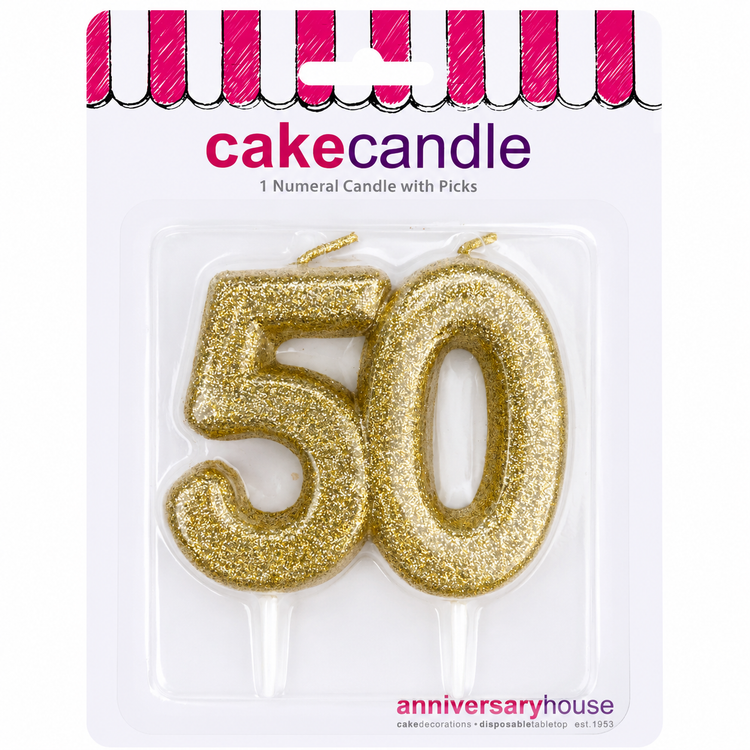 Gold Cake Candle Topper Milestone Age Number Birthday Cake Decoration Glitter