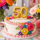 Gold Cake Candle Topper Milestone Age Number Birthday Cake Decoration Glitter