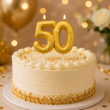 50th Birthday Cake Candle Gold Topper Anniversary Glitter Age Number Party Gift
