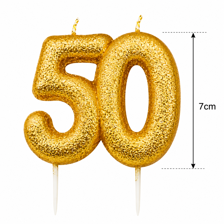 Gold Cake Candle Topper Milestone Age Number Birthday Cake Decoration Glitter