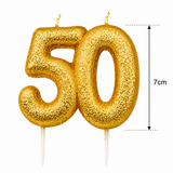 Gold Cake Candle Topper Milestone Age Number Birthday Cake Decoration Glitter