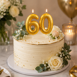 60th Birthday Cake Candle Gold Topper Anniversary Glitter Age Number Party Gift
