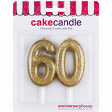 Gold Cake Candle Topper Milestone Age Number Birthday Cake Decoration Glitter