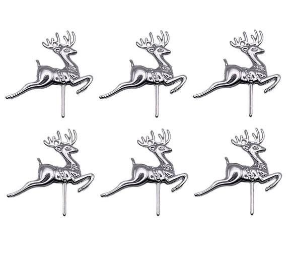 Christmas Silver reindeer cake toppers