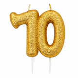 70th Birthday Cake Candle Gold Anniversary Glitter Age Number Party Topper Gift