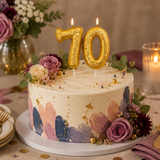 70th Birthday Cake Candle Gold Anniversary Glitter Age Number Party Topper Gift