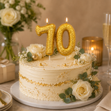 70th Birthday Cake Candle Gold Anniversary Glitter Age Number Party Topper Gift