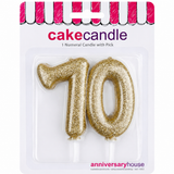 70th Birthday Cake Candle Gold Anniversary Glitter Age Number Party Topper Gift