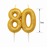 Gold Cake Candle Topper Milestone Age Number Birthday Cake Decoration Glitter