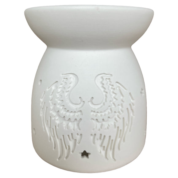 White Angel Wings Tea Light Oil Wax Melt Burner 