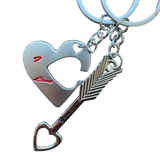 Arrow and heart 2 piece couples keyring