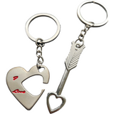 Arrow and heart 2 piece couples keyring