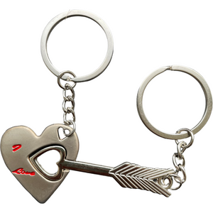 Arrow and heart couples keyring