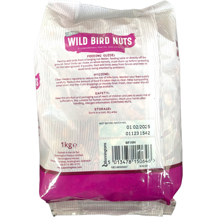 back of wild bird peanuts 1kg