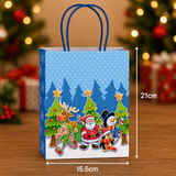 Christmas Gift Bags With Handles Blue Festive Paper Party Bag