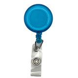 blue round retractable id badge holder keyring