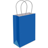 Blue paper bag with white handles