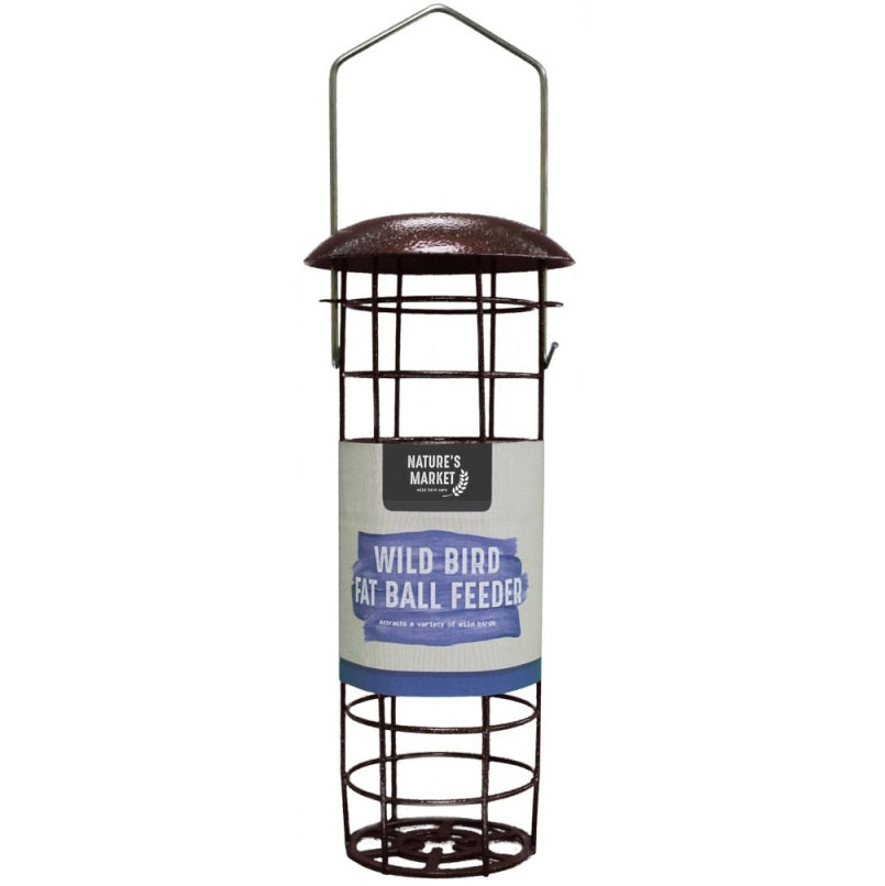 Bird Feeder Seed Nut Suet Ball Metal Hanging Wild Garden Bird Food Station Brown