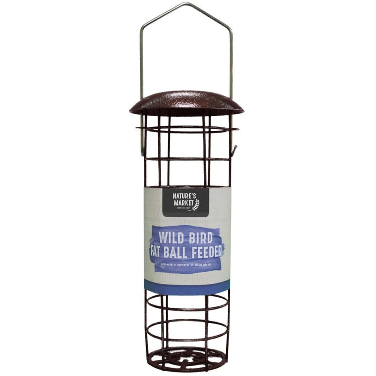 Fatball Bird Feeder Metal Hanging Garden Suet Food Station Brown