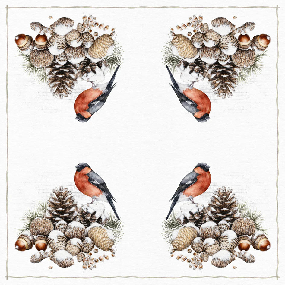 Christmas Napkins Party Tableware Serviette Paper Table Decoration Bullfinch Bird