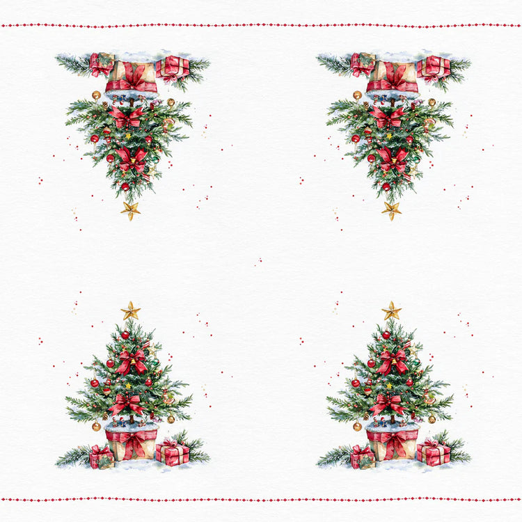 Decorative paper with Christmas tree designs on a white background