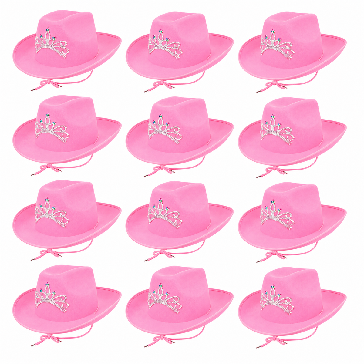 6x Pink Cowgirl Hats Adult Western Cowboy Fancy Dress Hen Do Party Tiara