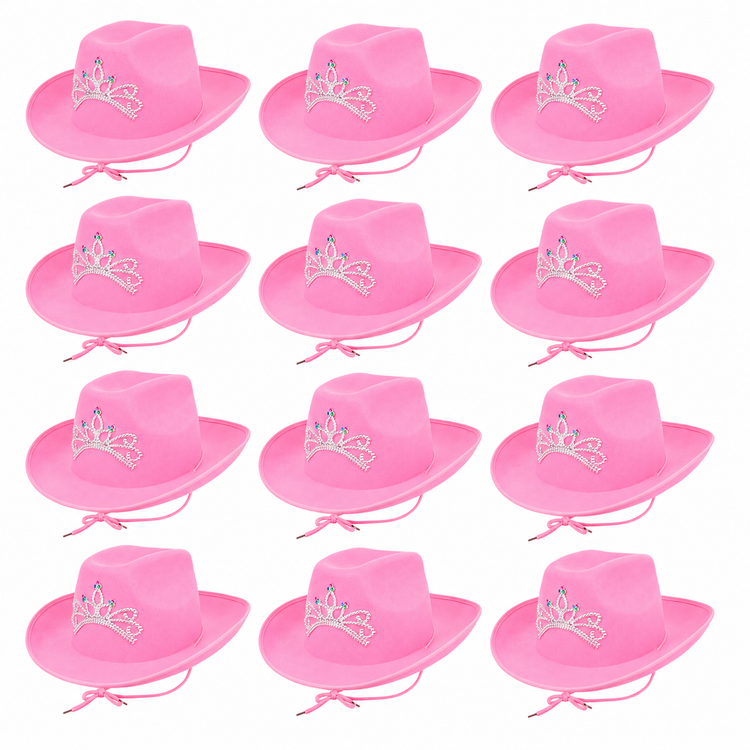 6x Pink Cowgirl Hats Adult Western Cowboy Fancy Dress Hen Do Party Tiara