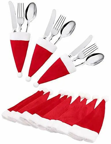 Christmas Cutlery Holder Mini Santa Hat Xmas Table Decoration Idea