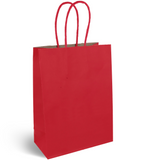 Red paper bag with handles on a white background