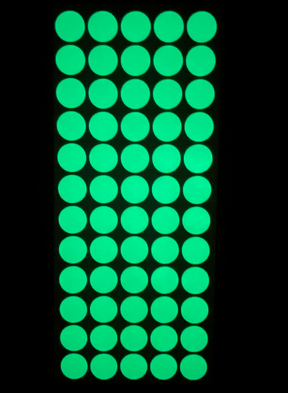60 Glow in dark dots glowing