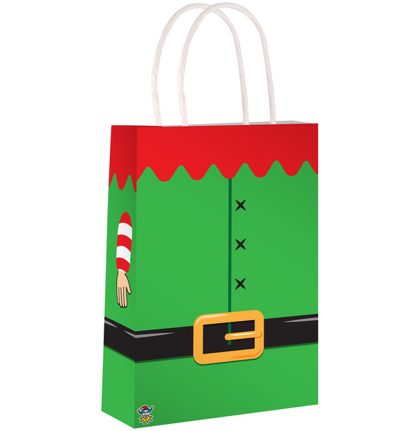 Elf Christmas Gift Bags Green With Handles