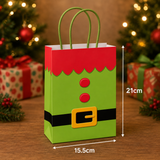 Christmas Gift Bags With Handles Green Elf Paper Party Bag