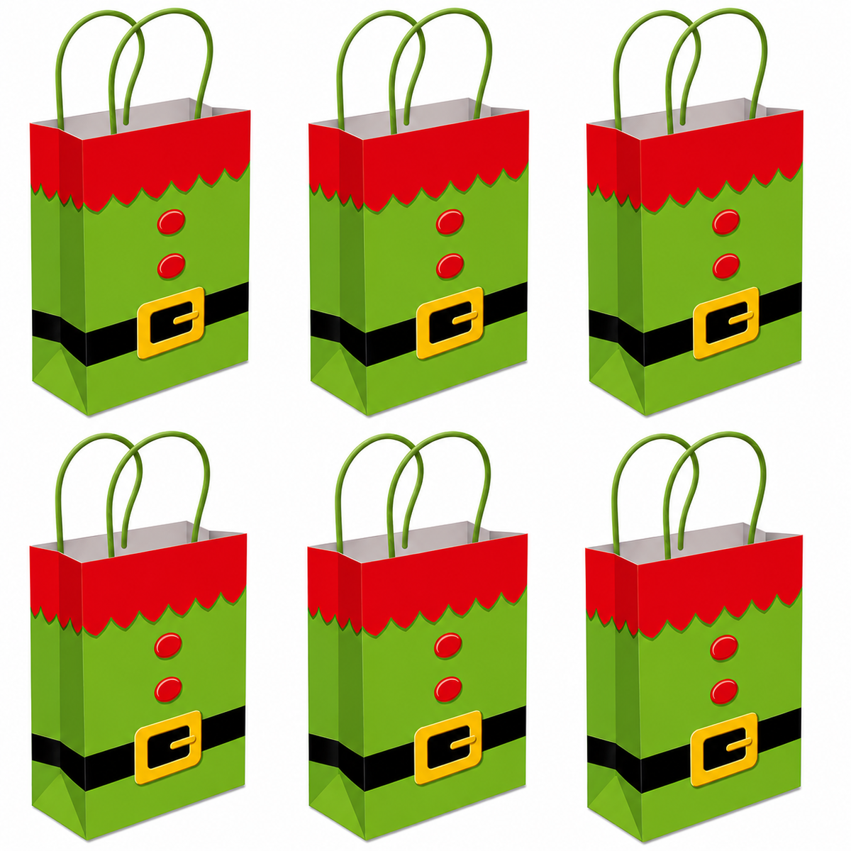 Christmas Gift Bags With Handles Green Elf Paper Party Bag