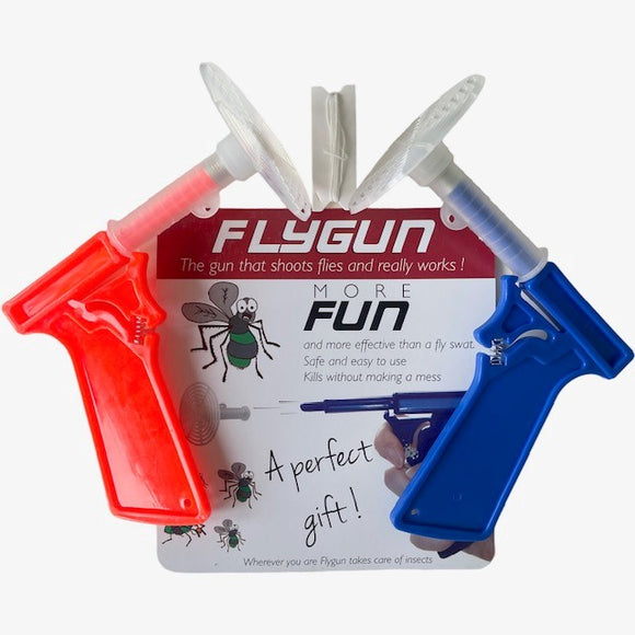 Fly swat guns in blue and orange