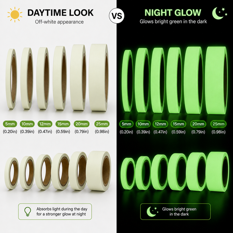 Glow In The Dark Sticky Tape Self Adhesive Luminous Safety Film Sticker Roll