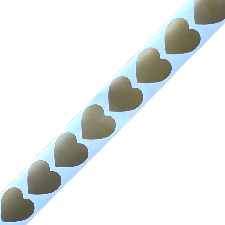 2.5cm Scratch off heart stickers in Gold
