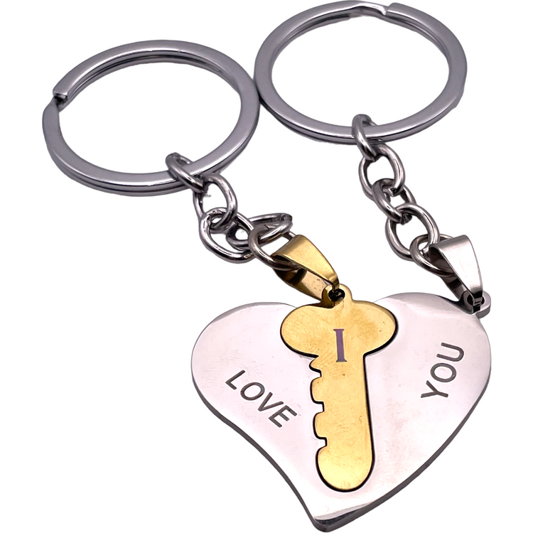 Gold key to my heart couples keyring gift idea